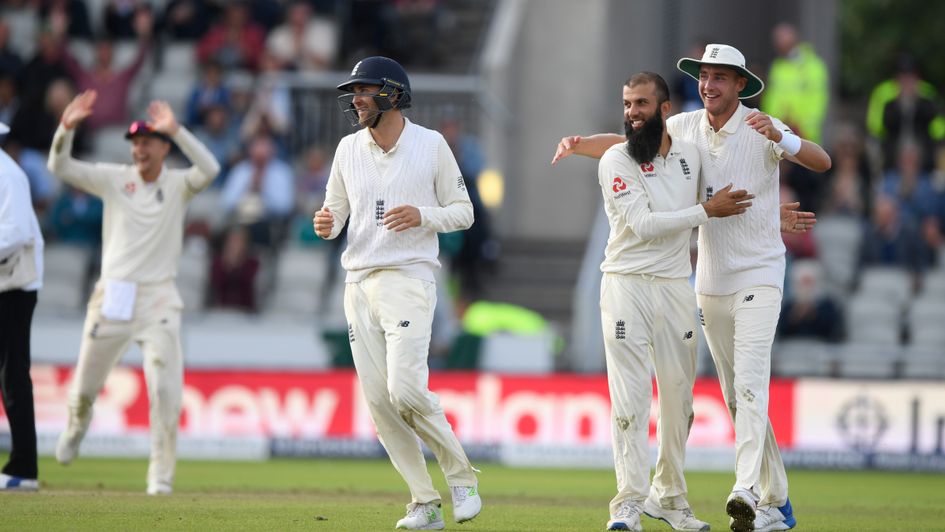 Moeen Ali celebrates the final South African wicket