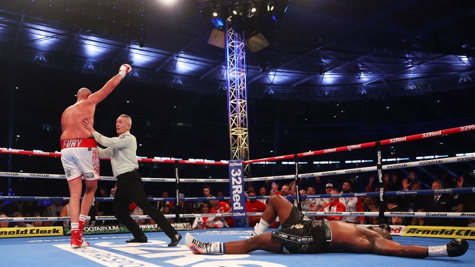 Dillian Whyte is flattened by a stunning uppercut from Tyson Fury