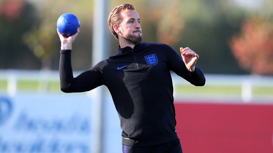 Harry Kane, pictured in England training this week