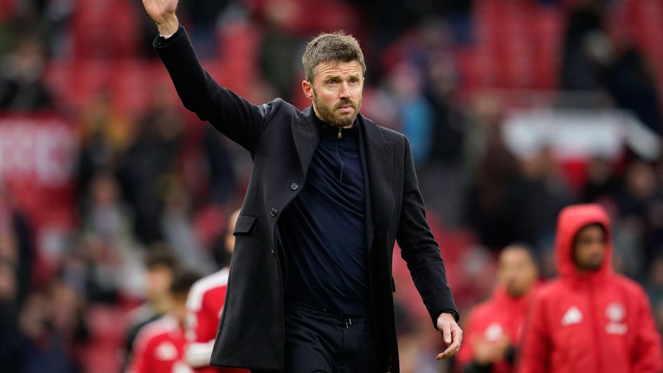 Michael Carrick waves to the Manchester United fans at Old Trafford