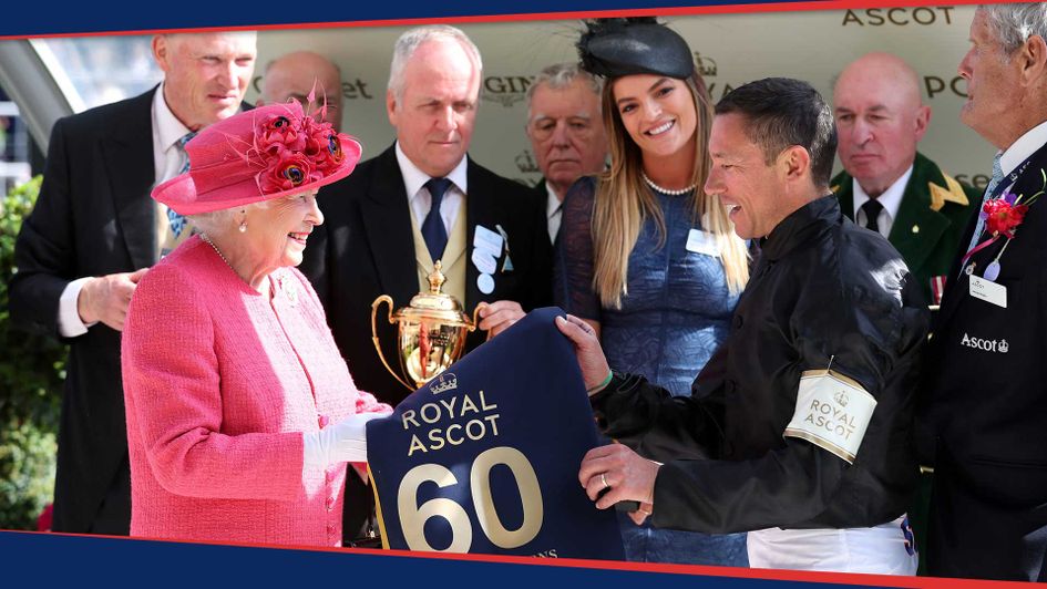 The Queen presents Frankie Dettori with his sixth Ascot Gold Cup