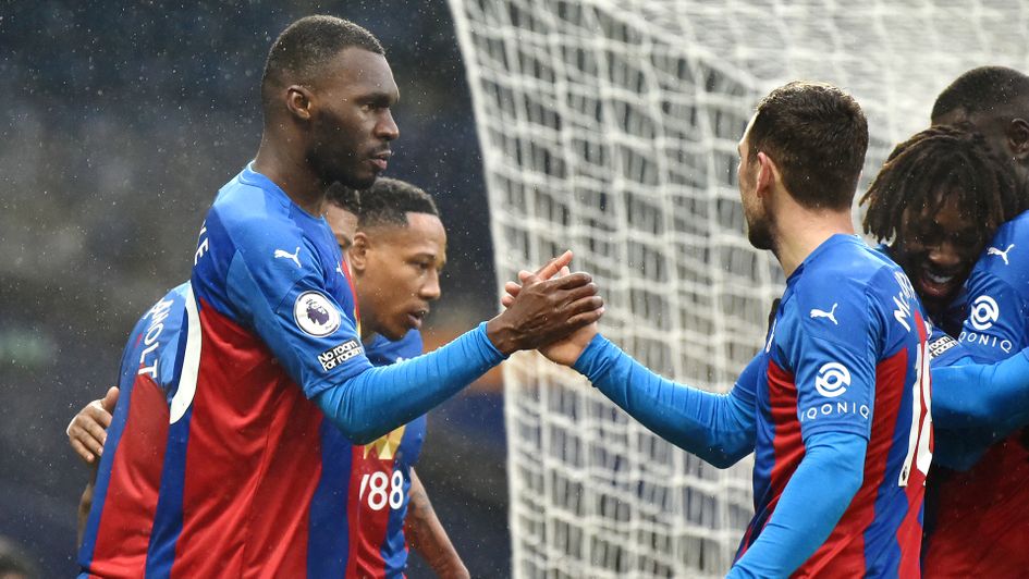 Crystal Palace celebrate Christian Benteke's goal against West Brom