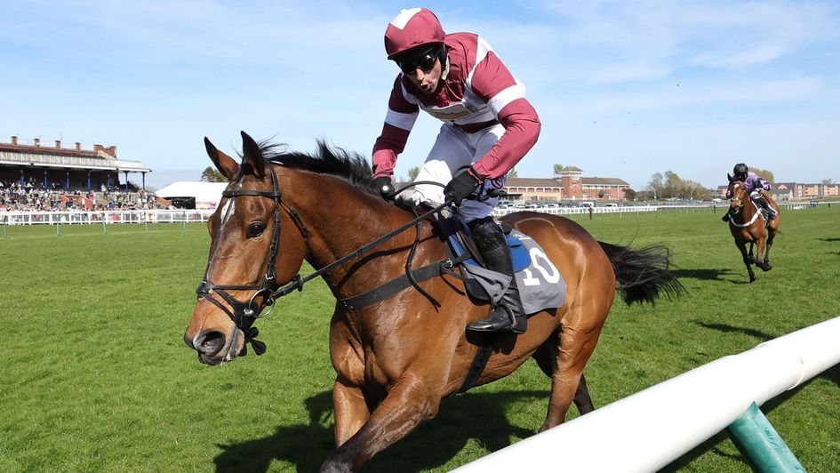 Harry Skelton celebrates as Riskintheground wins at Ayr