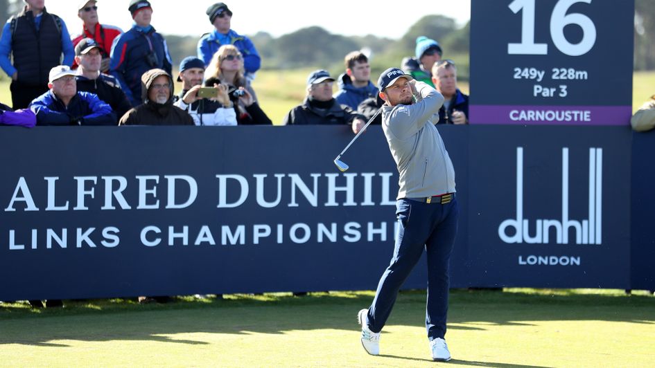 Tyrrell Hatton tees off in the Dunhill Links