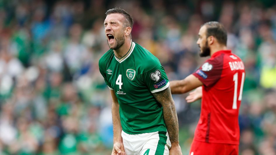 Shane Duffy celebrates his equaliser against Azerbaijan