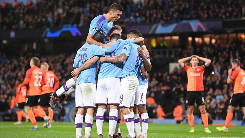 Manchester City celebrate Ilkay Gundogan's goal