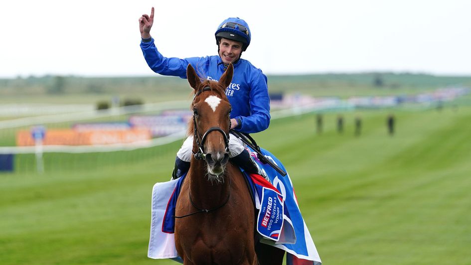William Buick celebrates his Guineas double on Sunday