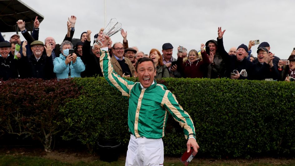 Frankie Dettori celebrates after winning on Trueba at Bellewstown
