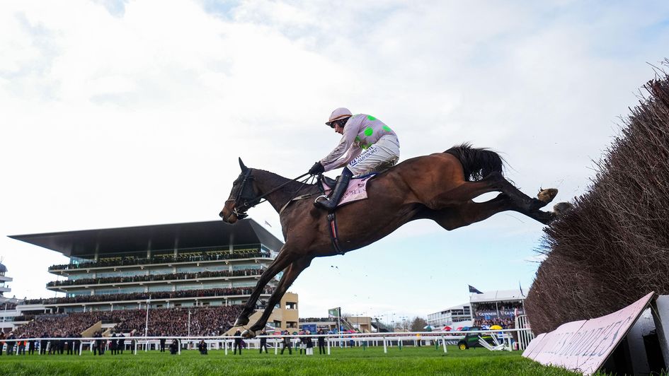 Gaelic Warrior jumps the last fence in splendid isolation