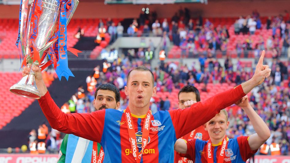 Aaron Wilbraham celebrates promotion with Crystal Palace