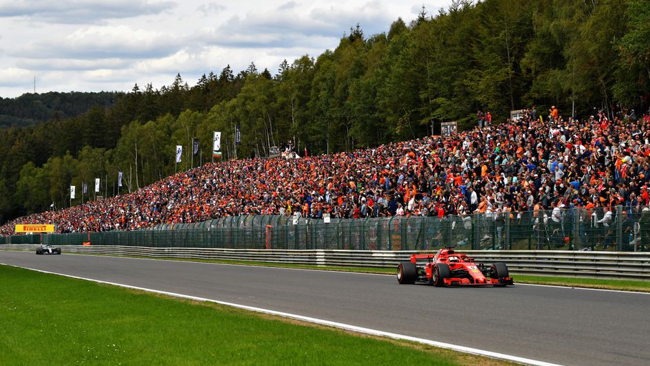 Sebastian Vettel leads Lewis Hamilton at Spa