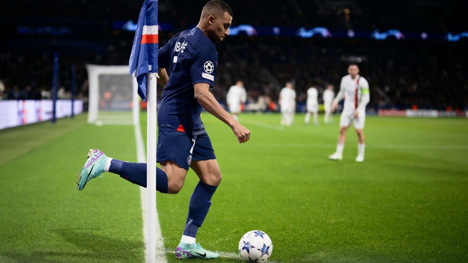 Kylian Mbappe takes a corner