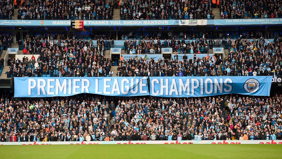 Premier League champions: Manchester City fans' banner at the Etihad