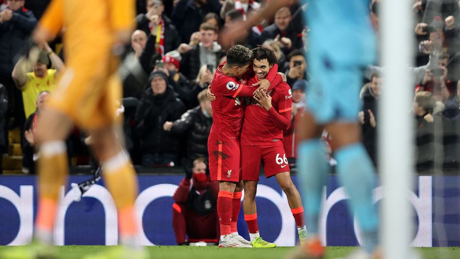 Trent Alexander-Arnold celebrates his goal against Newcastle