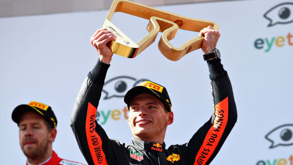 Max Verstappen celebrates his victory