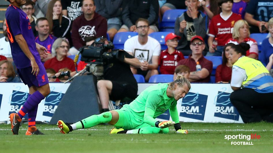 Loris Karius reacts after conceding against Tranmere