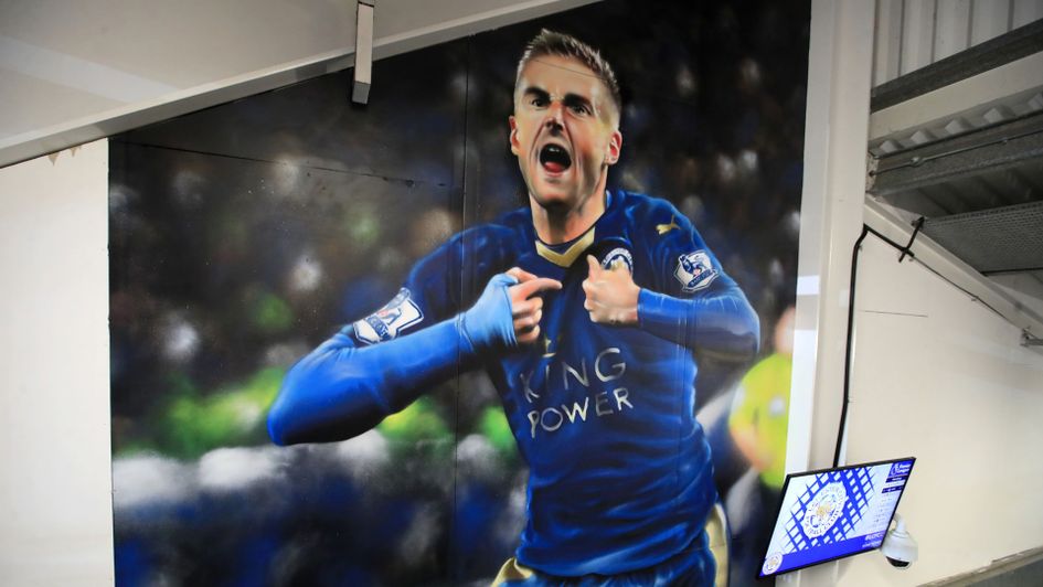 A picture of Jamie Vardy at the King Power Stadium