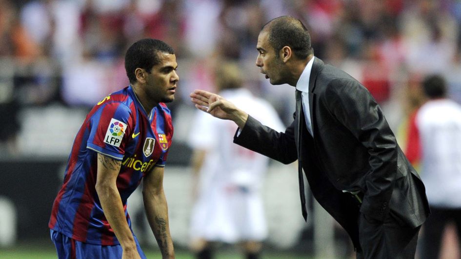 Pep Guardiola and Dani Alves during their days at Barcelona