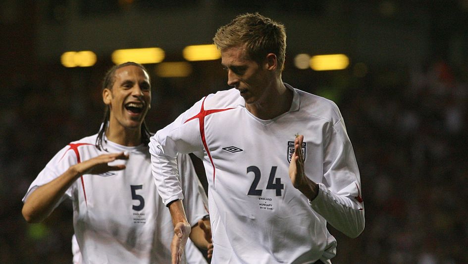 Peter Crouch celebrating for England