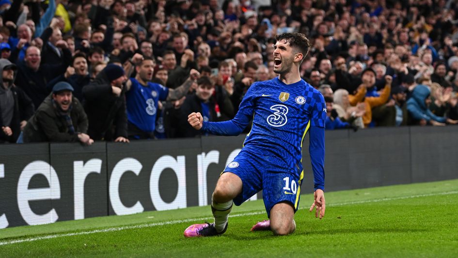 Christian Pulisic celebrates his goal against Lille