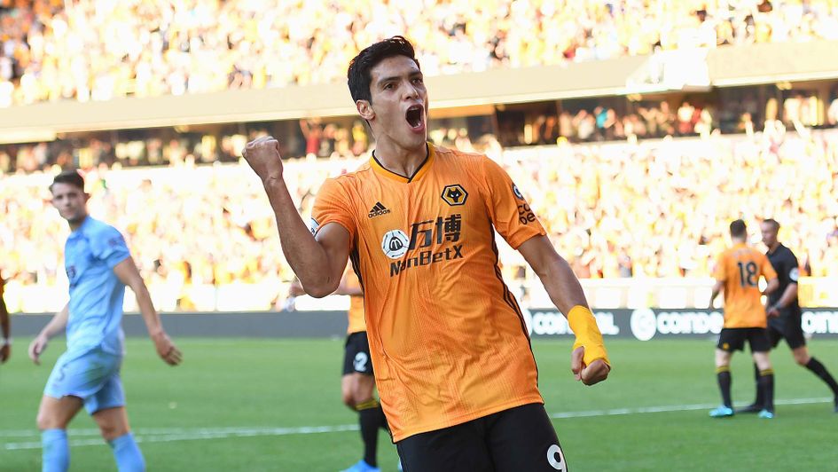 Raul Jimenez celebrates scoring for Wolves