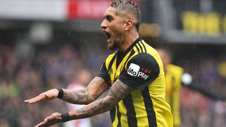Roberto Pereyra: The Watford forward celebrates his goal against Crystal Palace