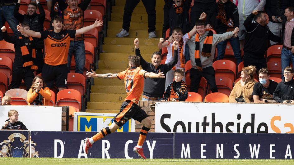 Jamie Robson celebrates his goal against Rangers
