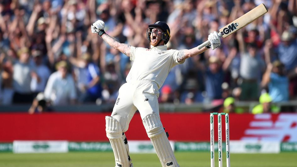Ben Stokes celebrates his winning moment at Headingley in the Third Ashes Test