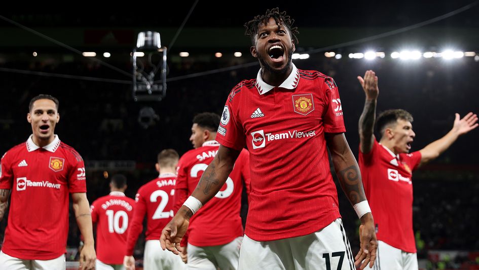 Fred celebrates a goal for Manchester United