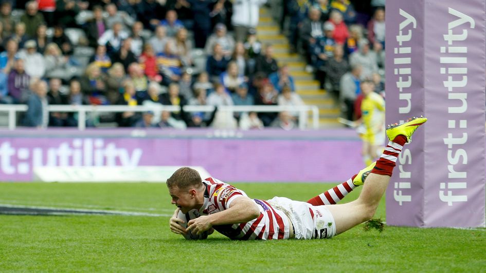 Wigan's Joe Burgess helped himself to a hat-trick