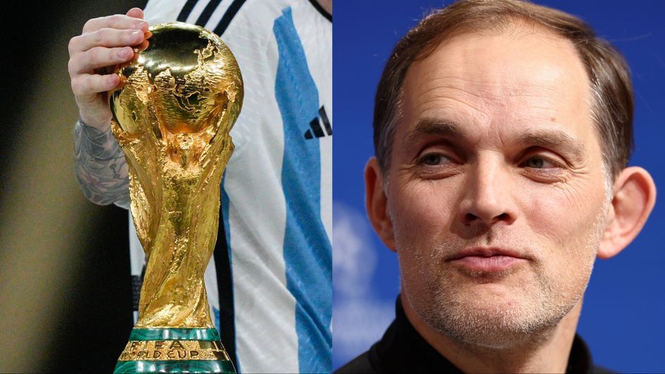 World Cup trophy and Thomas Tuchel