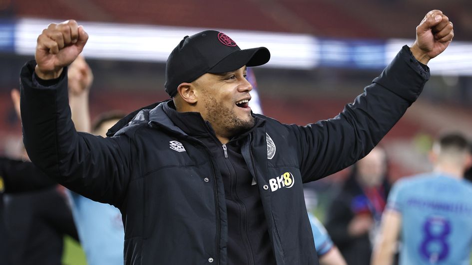 Vincent Kompany celebrates Burnley's promotion