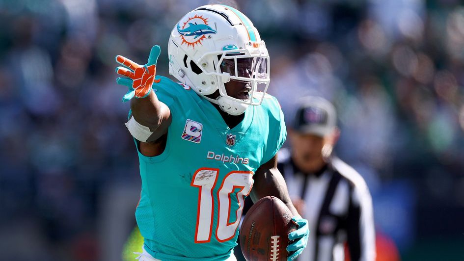 Tyreek Hill in action for the Miami Dolphins