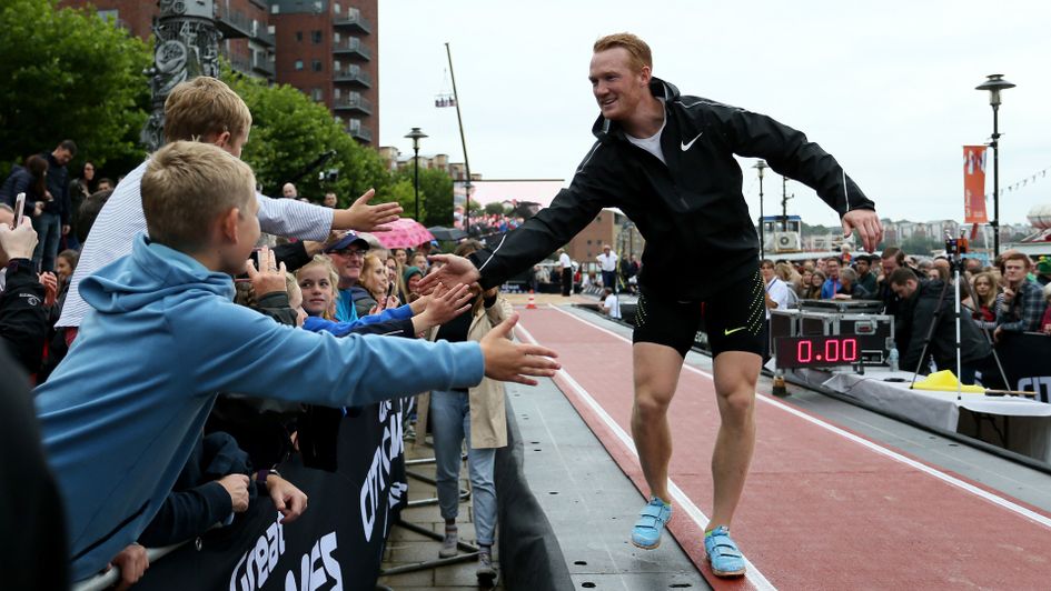 Greg Rutherford waves goodbye in Newcastle