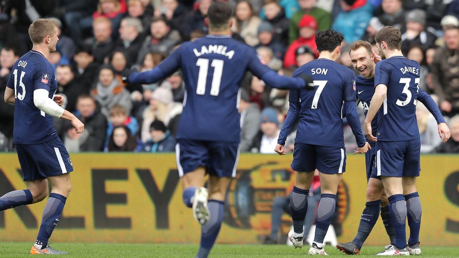 Christian Eriksen celebrates giving Spurs the lead