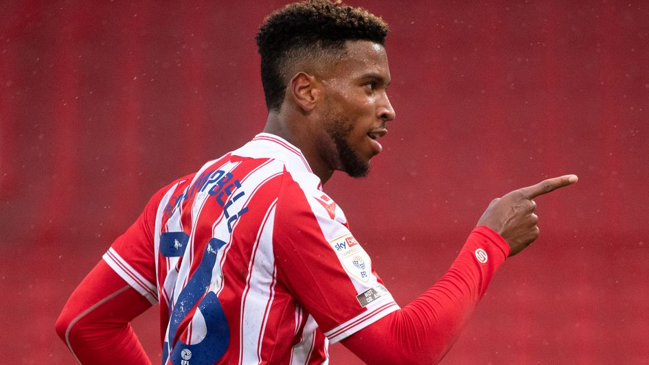 Tyrese Campbell celebrates a goal for Stoke