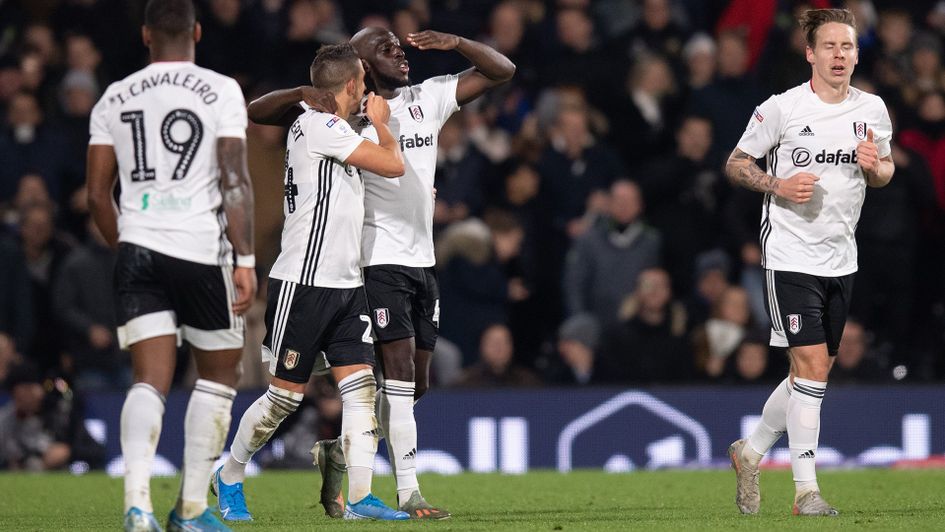 Fulham celebrate Aboubakar Kamara's second goal against QPR