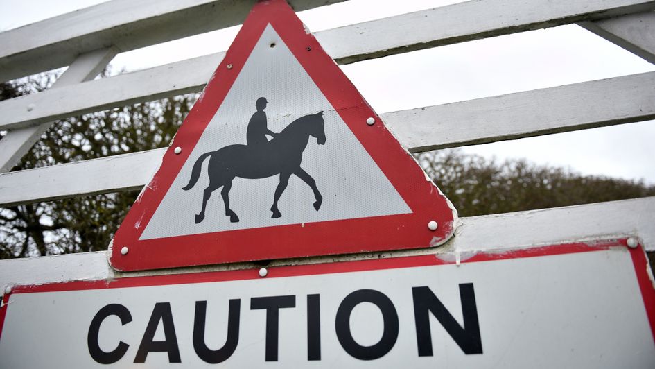 A 'caution' sign in Newmarket