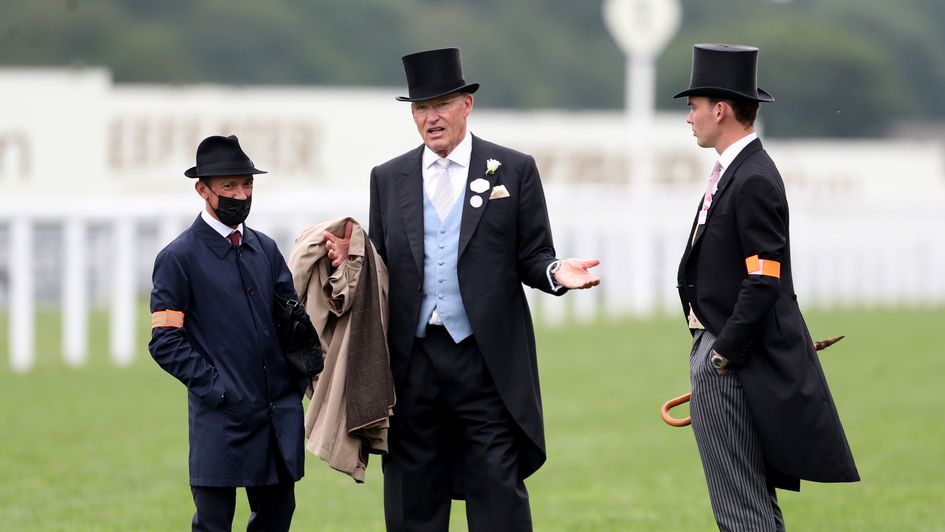 John and Thady Gosden walk the track with Frankie Dettori