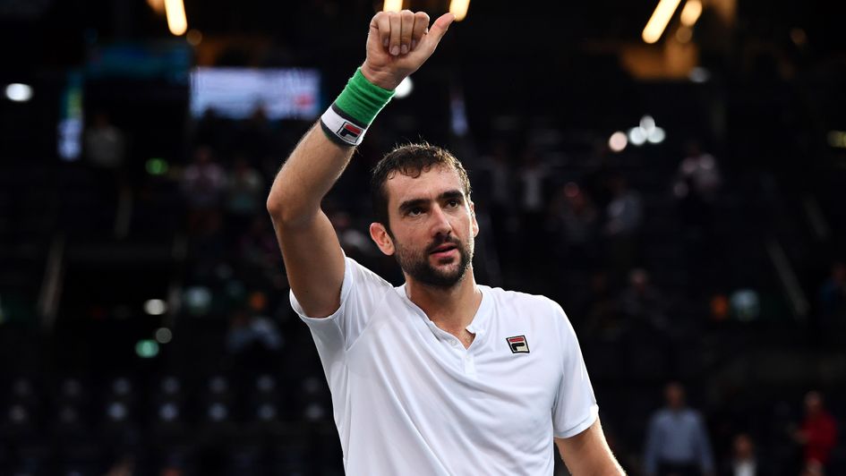 Marin Cilic: The Croatian celebrates during the Paris Masters