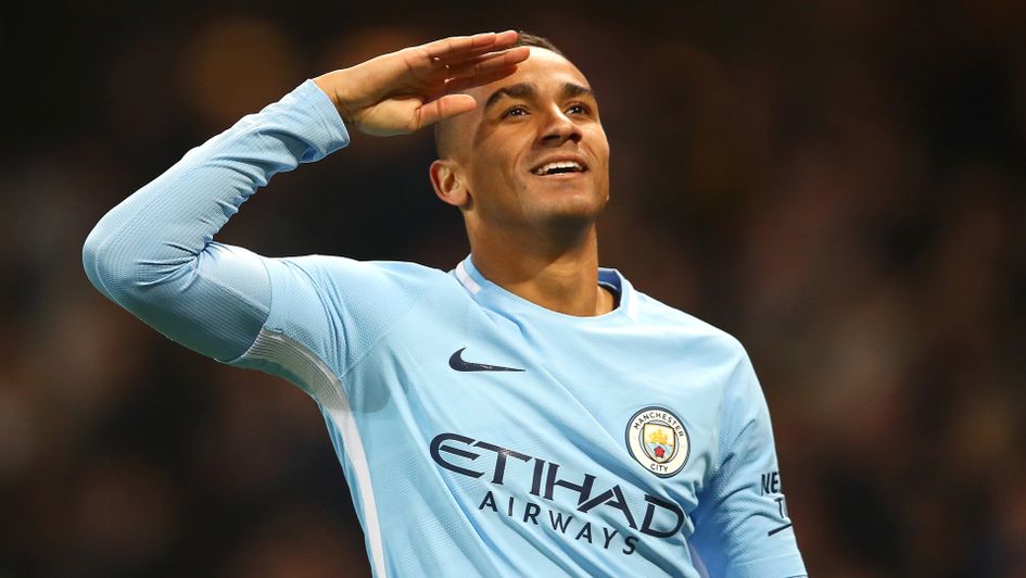 Danilo celebrates for Man City