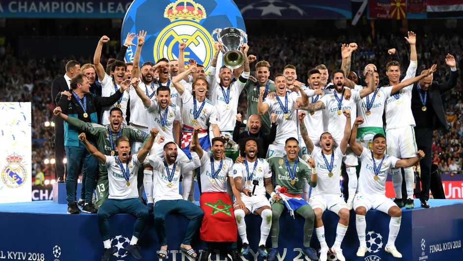 Real Madrid win their 13th European Cup and third Champions League in a row