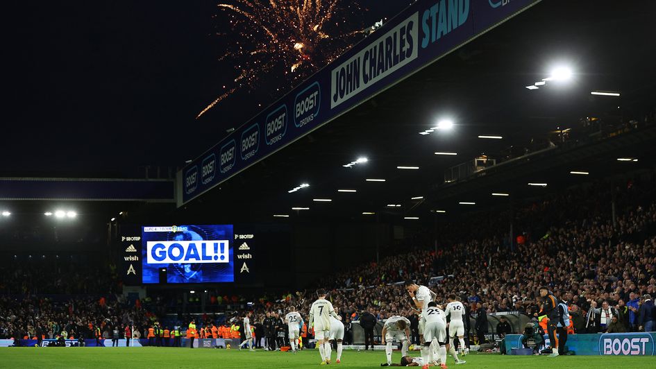 Leeds celebrate Crysencio Summerville's goal against Bournemouth