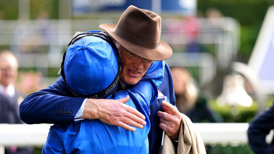 John Gosden embraces Frankie Dettori at Ascot