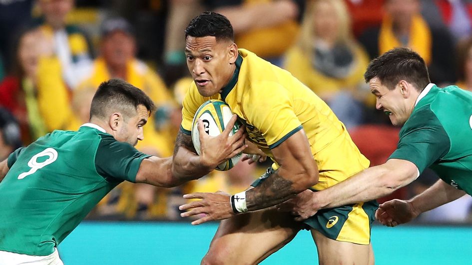 Full back Israel Folau has scored 32 tries in 65 games for Australia