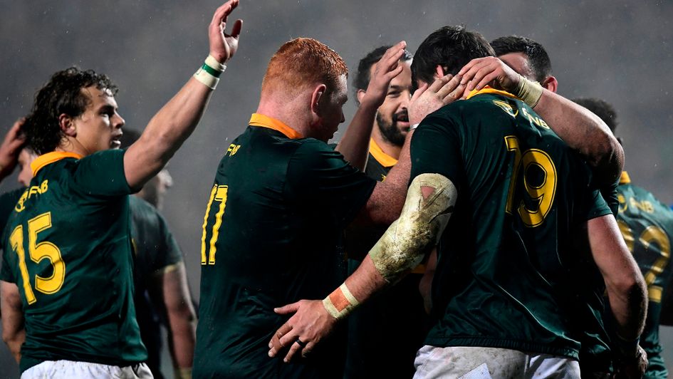 South Africa celebrate against Italy