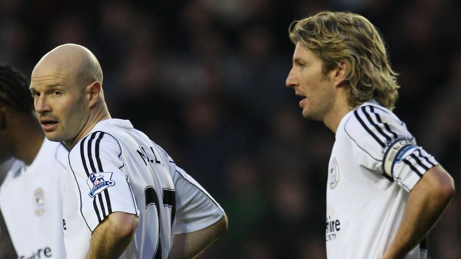 Robbie Savage and Danny Mills in Derby's record relegation side of 2007-08