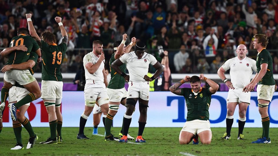 South Africa celebrate their World Cup final win over England