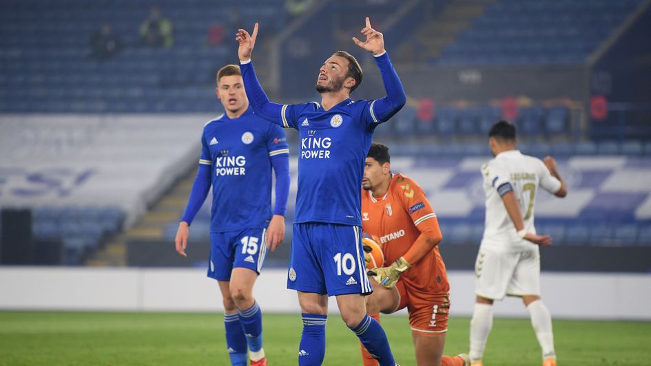 James Maddison celebrates for Leicester