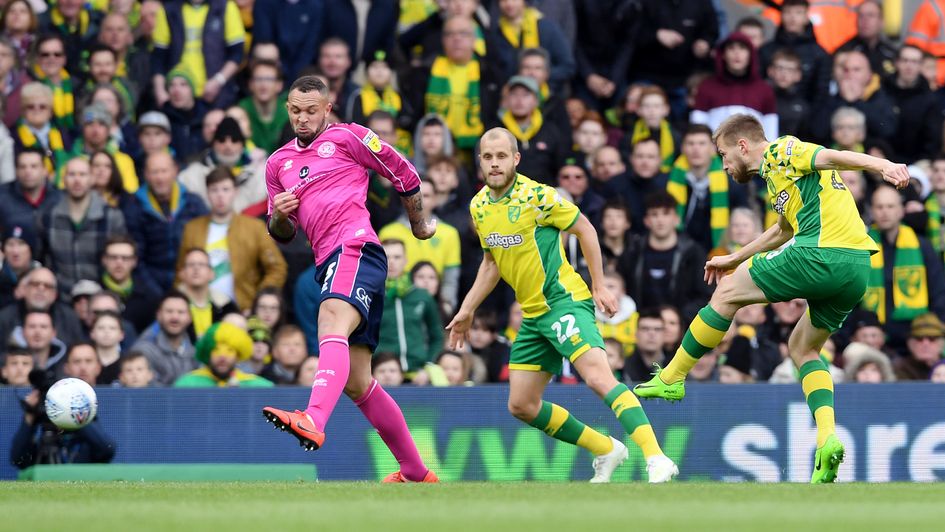 Marco Stiepermann scores for Norwich against QPR